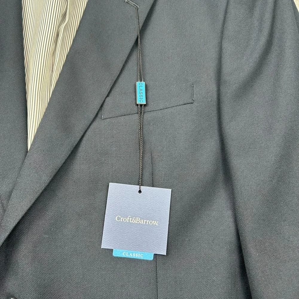 Croft & Barrow Classic Two‎ Button Blazer Mens 48R Navy Blue Polyester NEW